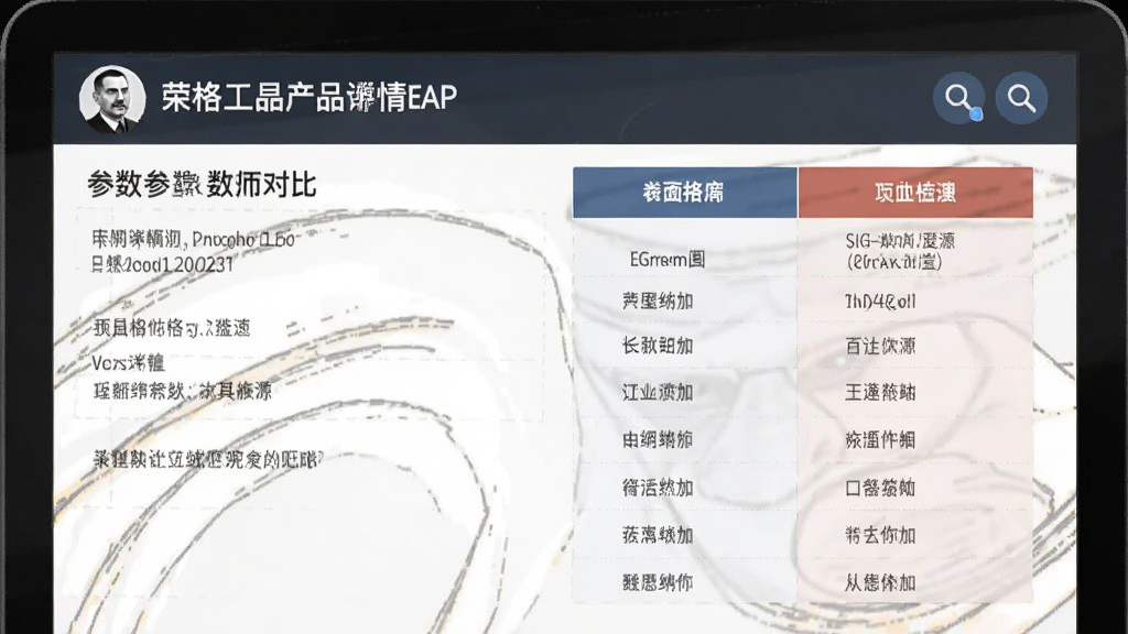 荣格工业资源产品详情页参数对比界面