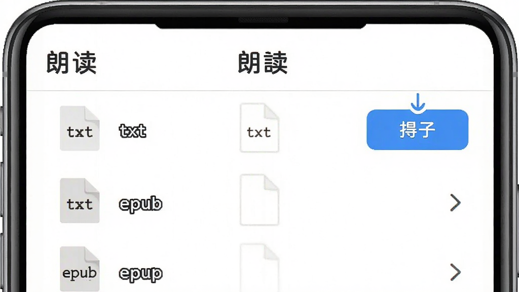 �ʶ�appչʾ�����ļ�������棬�������Ϊ�ʶ����б�����ʾ���txt��epub�ļ����Ҳ��е��밴ť�������ǰ�ɫ��������ƽ�����ʸɾ��޶���Ԫ��