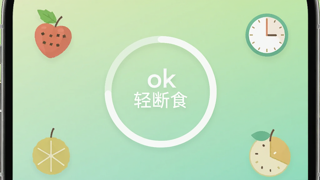 手机屏幕中央显示一个简洁的圆环计时器,圆环内写着