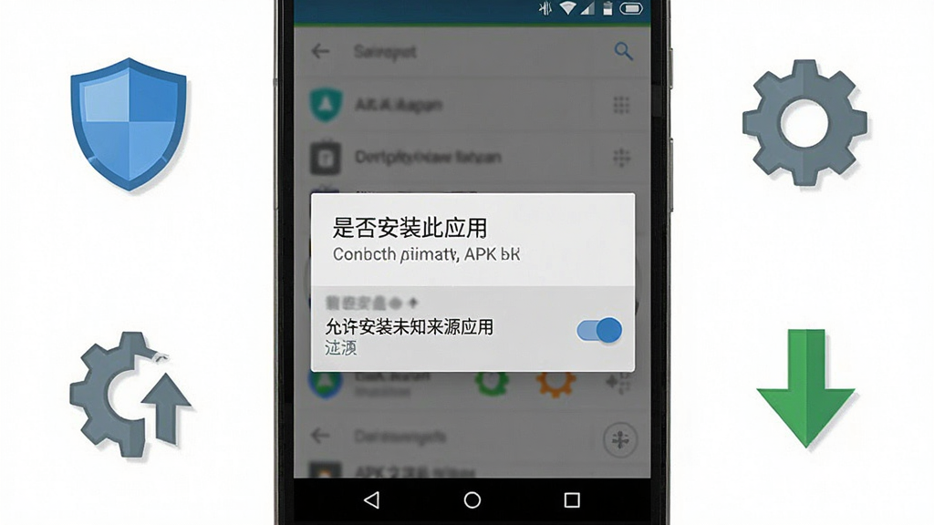 һ��չʾ�ֻ���װAPK�ļ����̵Ľ����ͼ���������ֻ���Ļ��ʾ���Ƿ�װ��Ӧ�á��ĵ������·��С�������װδ֪��ԴӦ�á��Ŀ�����ʾ�������԰�׿ԭ�����Ϊ������Χ�ж��ơ����֡���װ��ͷ��ͼ�꣬��������ˣ����������ɾ�