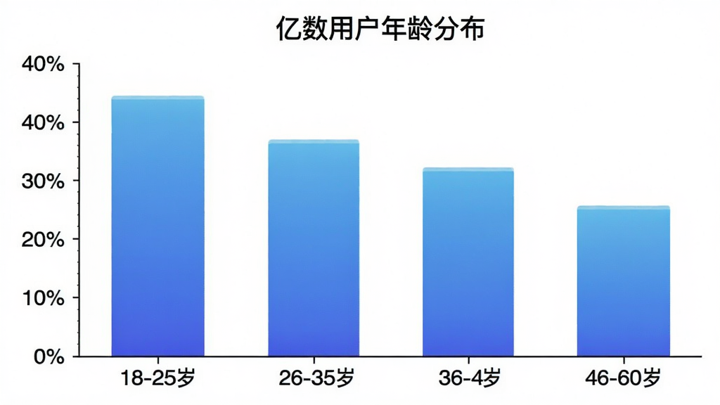 一张展示用户年龄分布的柱状图,横轴为年龄段18-25岁、26-35岁、36-45岁、46-60岁,纵轴为用户占比百分比,柱体颜色为蓝色渐变,图表标题为
