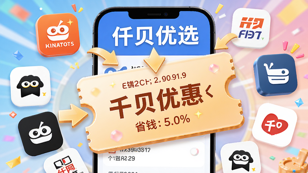 Ǫ����ѡAPP��չʾȫ���ŻݾۺϹ��ܵĽ��棬�����ж������ƽ̨��ͼ�껷���ڡ�Ǫ����ѡ����Χ���м��м�ͷָ��һ�Ŵ���Ż�ȯ�����ִ������£����������죬�����������ص�ͻ��ʡǮ��Χ
