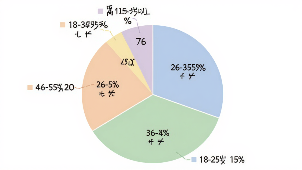 一张展示“Baray商家”用户年龄分布的饼状图,图表分为五个部分,18-25岁占比15%,26-35岁占比30%,36-45岁占比28%,46-55岁占比20%,56岁以上占比7%,配色柔和,图表清晰,背景白色,无多余元素