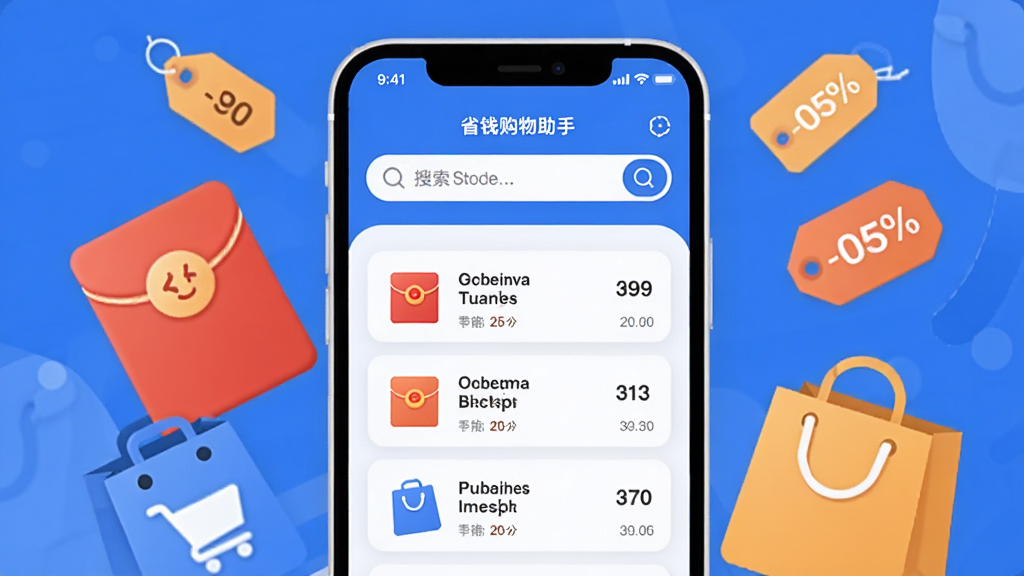ʡ����ʡǮ��������App����չʾ���ֻ���Ļ������ʾ������������Ż�ȯ�б�����Χ���ƺ�����ۿ۱�ǩ���������Ԫ�أ����ּ���������ִ���ƽ�����������ɫ����ϸ��Բ�󣬻��ʸɾ������޶���Ԫ��