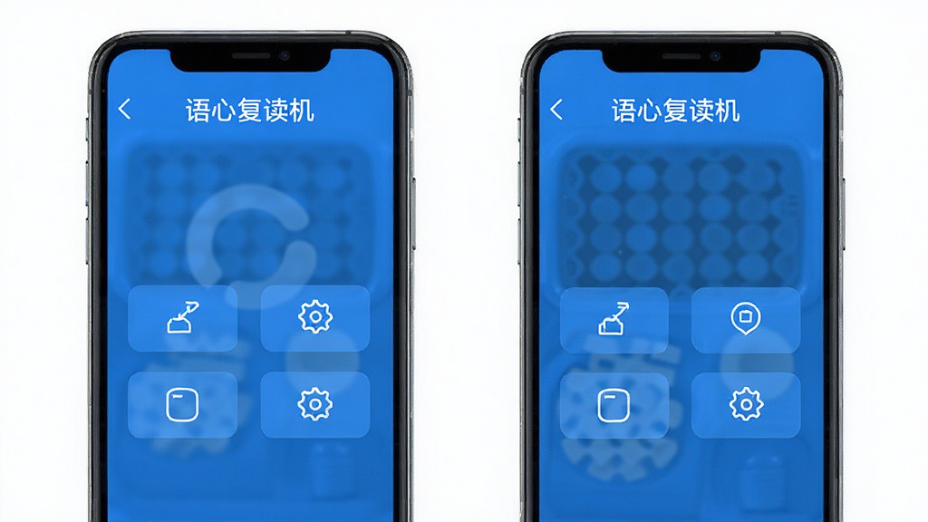 语心复读机 主界面 干净无广告 功能按钮排列整齐 蓝色调 手机竖屏 高清画质