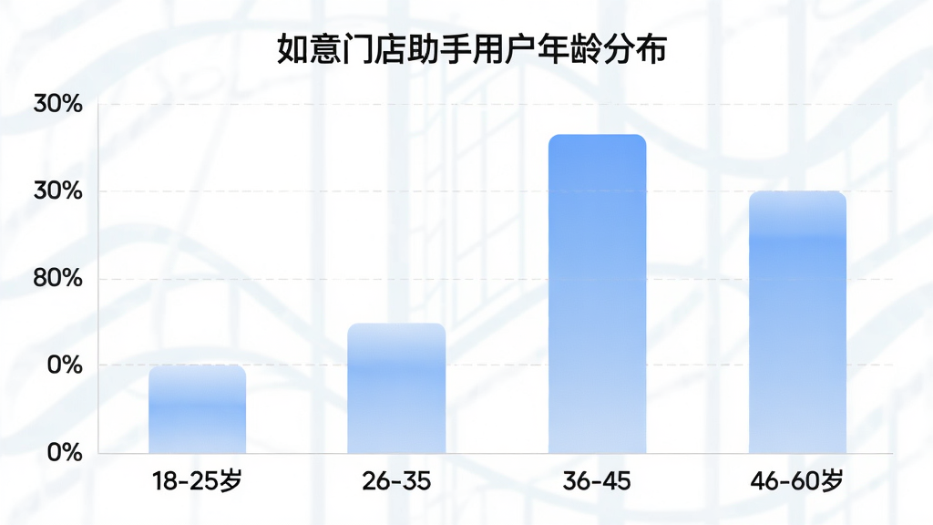 һ�������ŵ������û�����ֲ���״ͼ������Ϊ�����18-25�ꡢ26-35�ꡢ36-45�ꡢ46-60�꣬����Ϊ�û�ռ�Ȱٷֱȣ���״ͼ��ʾ36-45���û�ռ����ߣ���ɫʹ����͵���ɫ���䣬ͼ������Ϊ�������ŵ������û�����ֲ�������������רҵ�����������ɾ���
