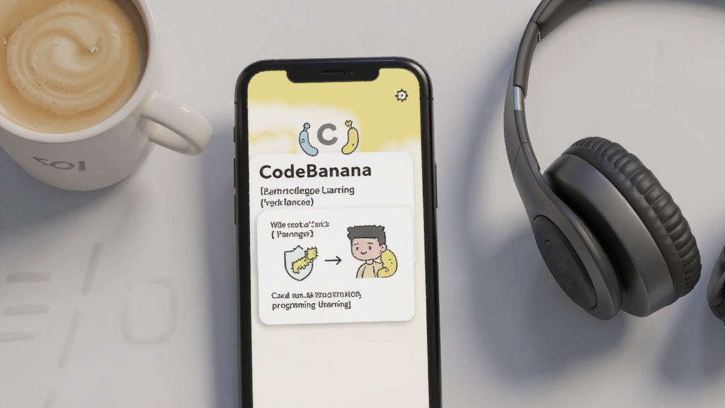 һ��չʾCodeBananaѧϰ��Ƭ���ܵ�ͼƬ���������ֻ���Ļ��ʾ��һ�Ź��ڱ�̸���Ŀ�Ƭ����Ƭ���м������ֺ�ʾ��ͼ��������ǳ��ɫ�����棬�Ա���һ�����Ⱥ�һ�������������Χ���ɣ�������£����ʸɾ����޶���Ԫ��