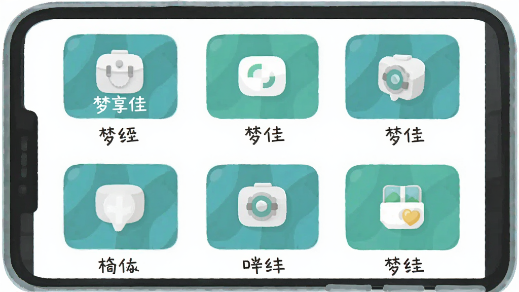 һ�ű�ƽ�����Ĳ廭��������һ���ֻ���Ļ����ʾ�������ѡ��Ķ������ģ��ͼ�꣬ÿ��ͼ���·��м�����ֱ�ǩ��������ɫ���£��������룬���ʸɾ�������Ԫ��