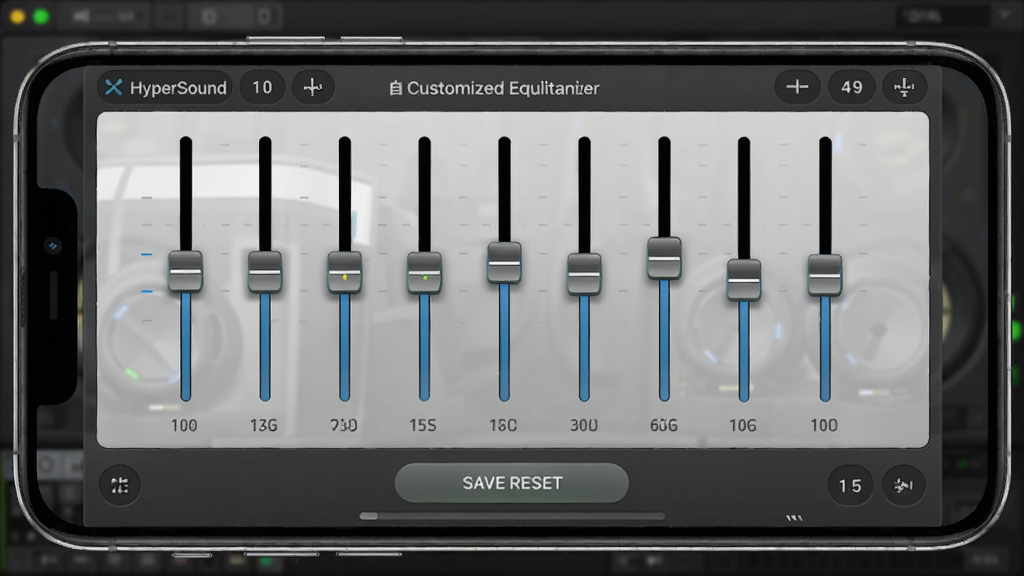 һ��չʾHyperSound�Զ�������������ͼƬ���������ֻ�������ʾһ��10�ξ�����������壬ÿ��Ƶ�λ���ߵʹ��䣬�����·��б���Ԥ��İ�ť�����������ɫרҵ��Ƶ�������ϸ�ھ��£����ʸɾ����޶���Ԫ��