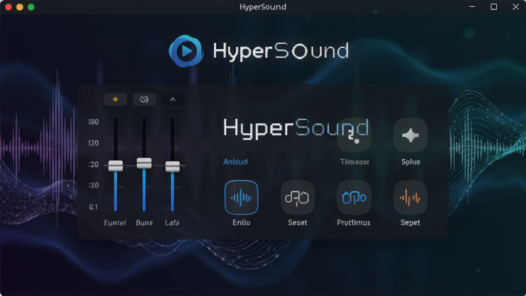 һ��չʾHyperSound�����������ͼƬ������������HyperSound��Logo�ͼ�����Ч������壬������о���������Ͷ���Ԥ����Чͼ�꣬��������ɫ�����񣬴����������������������岼�����������ֱ�ע��ȷ������ִ��Ƽ��У����ʸɾ����޶���Ԫ��