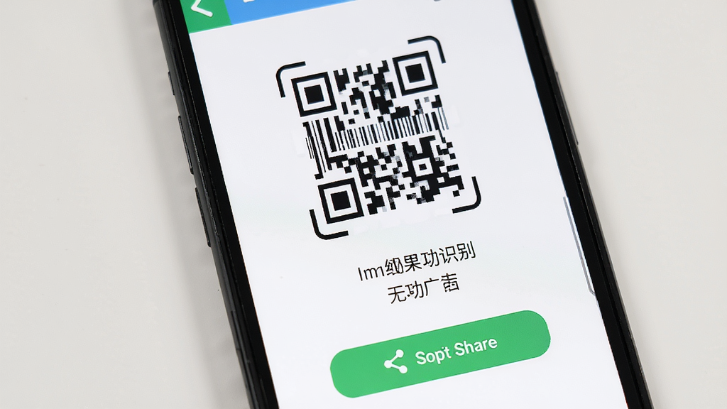 二维码条形码识别无广告纯净界面,手机屏幕展示扫码成功后的结果页,只有文字内容和复制分享按钮,没有广告横幅,背景干净,风格简约,画质清晰