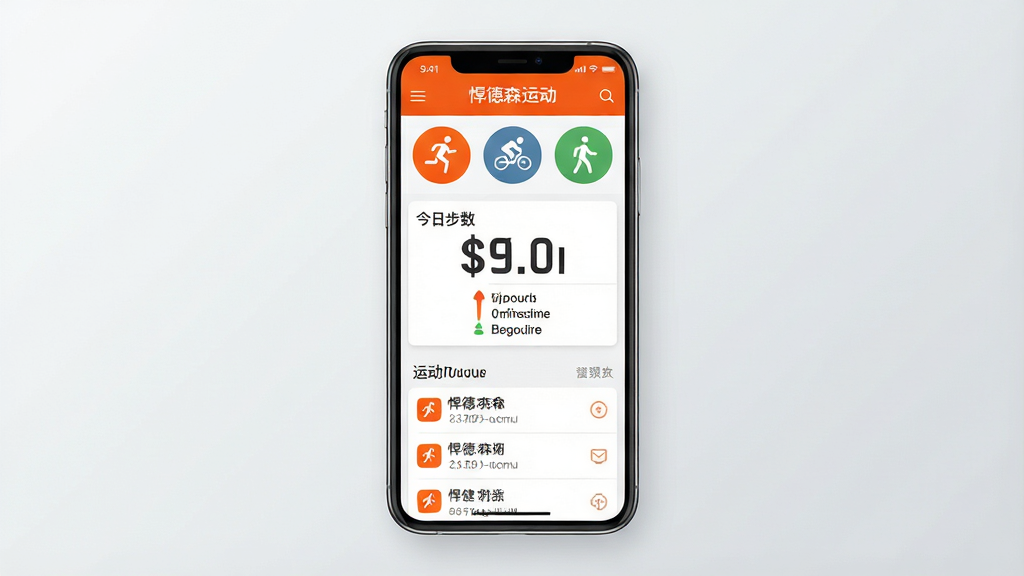 һ��չʾ����ɭ�˶�App���Ľ�����ֻ���ͼ�������������ֻ���Ļ����Ļ����ʾ����ɭ�˶����˶������Ǳ��̣��Ϸ����ܲ������С����������˶�ģʽͼ�꣬�м���ʾ���ղ��������Ŀ�·��Ĵ����֣��·����˶���ʷ��¼�б�����ɫ�԰�ɫ�ͻ�����Ϊ����������ǳ��ɫ���䣬������ִ���ƽ����ϸ�ڸɾ����������ʸ����޶���Ԫ��