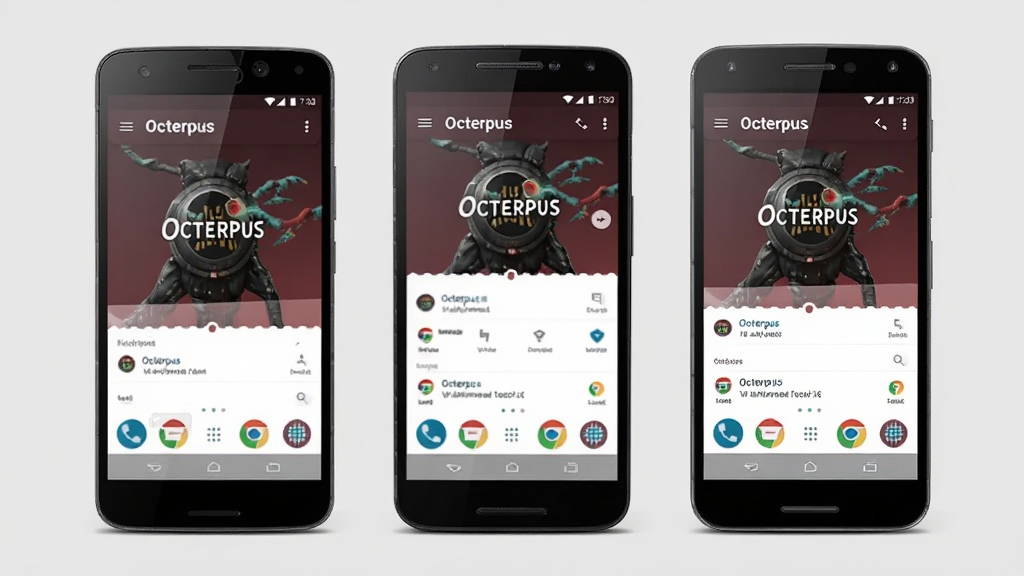 Octerpus Ӧ��������ְ�׿�ֻ��ͺŵ�չʾͼ����������������ͬ�ߴ������İ�׿�ֻ�������ʾ��ÿ���ֻ���Ļ�϶�����Octerpus�Ľ��棬�����Ǹɾ���ǳ��ɫ�����дʵ�������������޶���Ԫ��