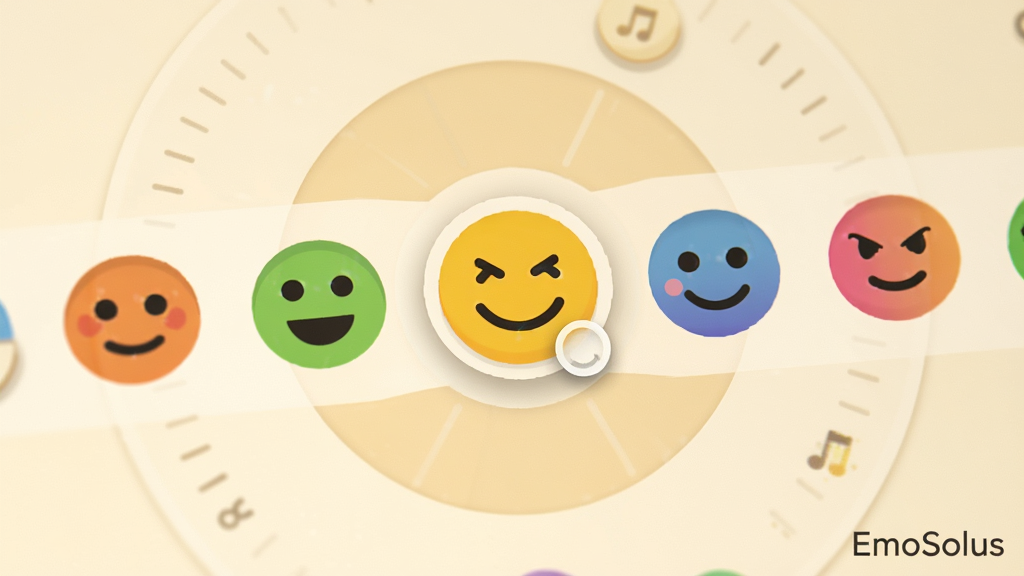EmoSolus������������¼������д����������Ļ����һ�Ų�ɫ��������ͼ�꣬����Ϊ����������Բ��ѡ�����ڣ��Ű�ͻ����ǰѡ�еĿ��ı��飬����ƽ�������ɫ��ů��ϸ����ͼ������΢��ѹ����Ч�������ʸɾ��޶���Ԫ�أ���������ע��EmoSolus��