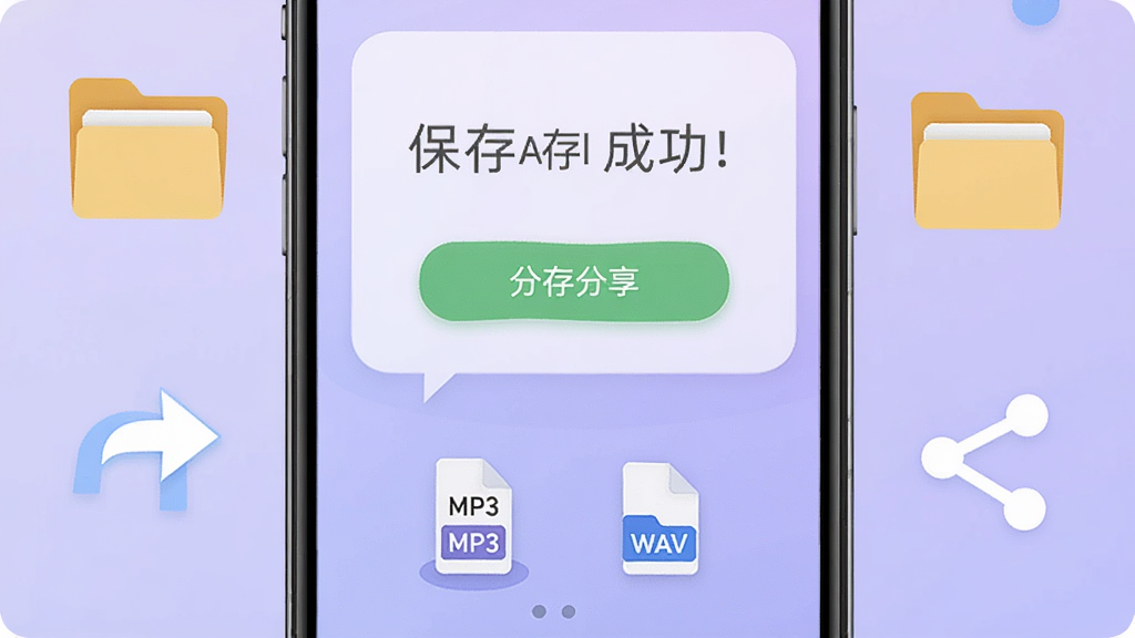 EchoAIһ�������ı�����������棬�ֻ���Ļ��ʾ����ɹ���ʾ�ͷ�����ť����Ļ�·���MP3��WAV��ʽͼ�꣬��Χ���ļ��кͷ�����ͷͼ��������Ϊǳ��ɫ���䣬�����ʵ�ã����ʸɾ��޶���Ԫ��