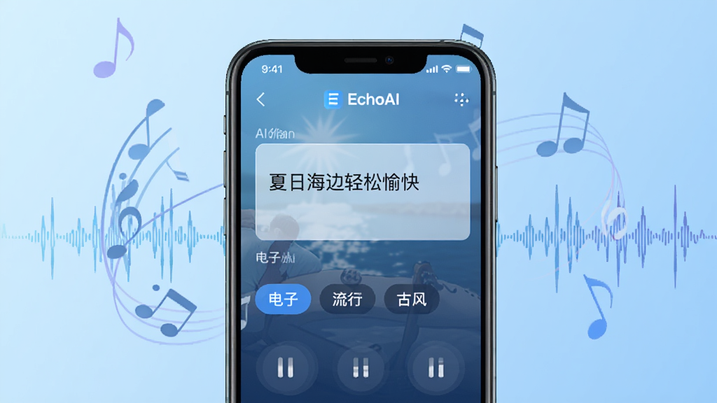 EchoAIһ��������������չʾAI�������ܣ��ֻ���Ļ��ʾ�������д�š����պ���������족���·��е��ӡ����С��ŷ�������ǩ����Ļ��Χ�����������Ͳ���ͼ��������Ϊǳ��ɫ���䣬��������ִ������ʸɾ��޶���Ԫ��