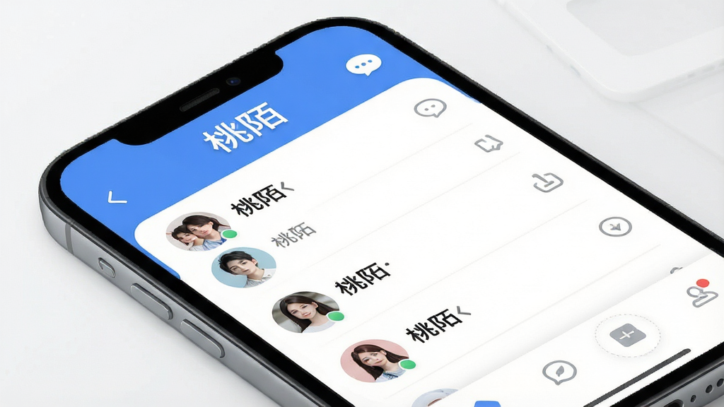 һ���ֻ���Ļչʾ���棬�����ǡ���İ��App�������б�ҳ�棬����������������ʾ����İ��Logo����Ϣͼ�꣬�м��Ƕ���û�ͷ����ǳƵ�������Ŀ���ײ�Ϊ������������ִ���Լ��������ɫ��ϸ��Բ�󣬻��ʸɾ��޶���Ԫ��