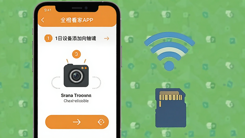 һ��չʾȫ�ȿ���APP���ְ�װ�����ʾ��ͼ������������һ���ֻ�����Ļ��ʾȫ�ȿ���APP���豸������ҳ�棬ҳ�����в�����ʾ������ͷͼ�꣬�ֻ��Ա���һ��WiFi�ź�ͼ���һ�Ŵ洢��ͼ�꣬����Ϊ��������ʽ�����Ϊ������˵ı�ƽ��ƣ�ϸ���ϲ���������������ť��������ͷ�����ʸɾ����޶���Ԫ��