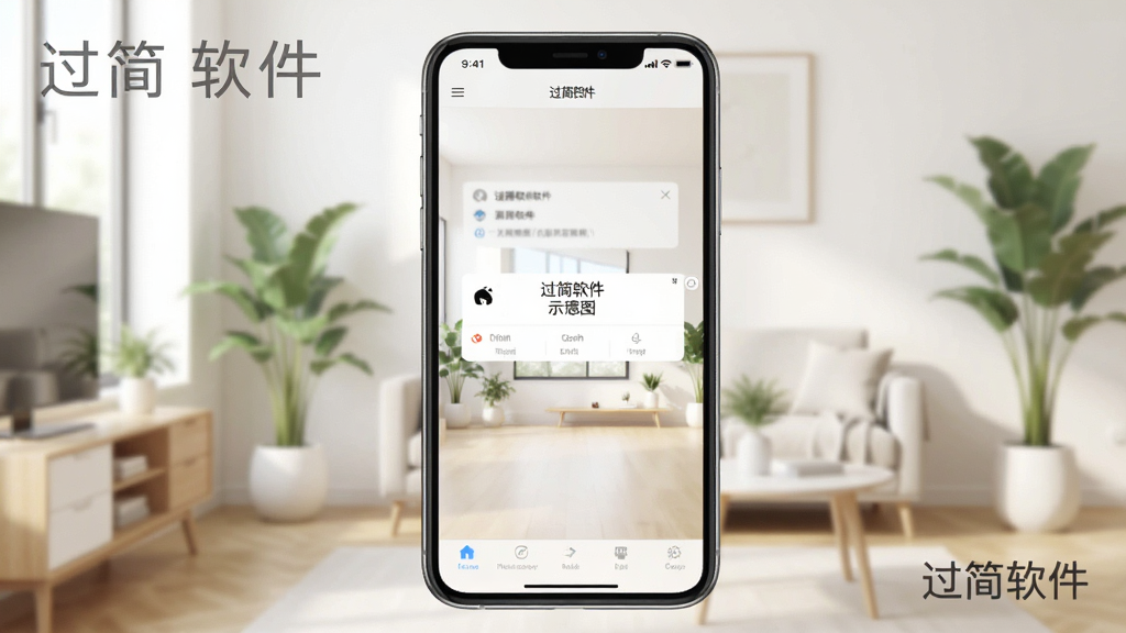 过简软件无广告使用场景示意图,画面展示手机屏幕内过简软件运行流畅,界面无任何弹窗和广告横幅,背景为简洁的室内环境,风格清新自然,画质清晰明亮,图片中带有“过简软件”字样