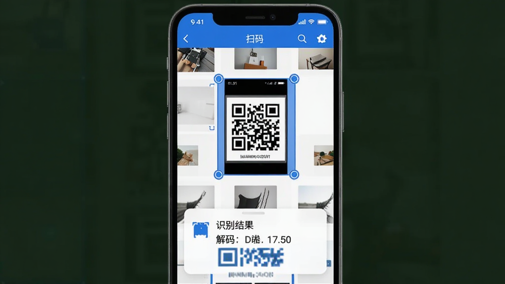 һ������ɨ����App����ᵼ��ɨ����棬�ֻ���Ļ��ʾ���ͼƬѡ��������ѡ��һ�Ŵ��ж�ά��Ľ�ͼ���·�����ʶ��������ʾ�������ݣ������࣬������ɫ������ִ���ƽ�����ʸɾ��������޶���Ԫ��