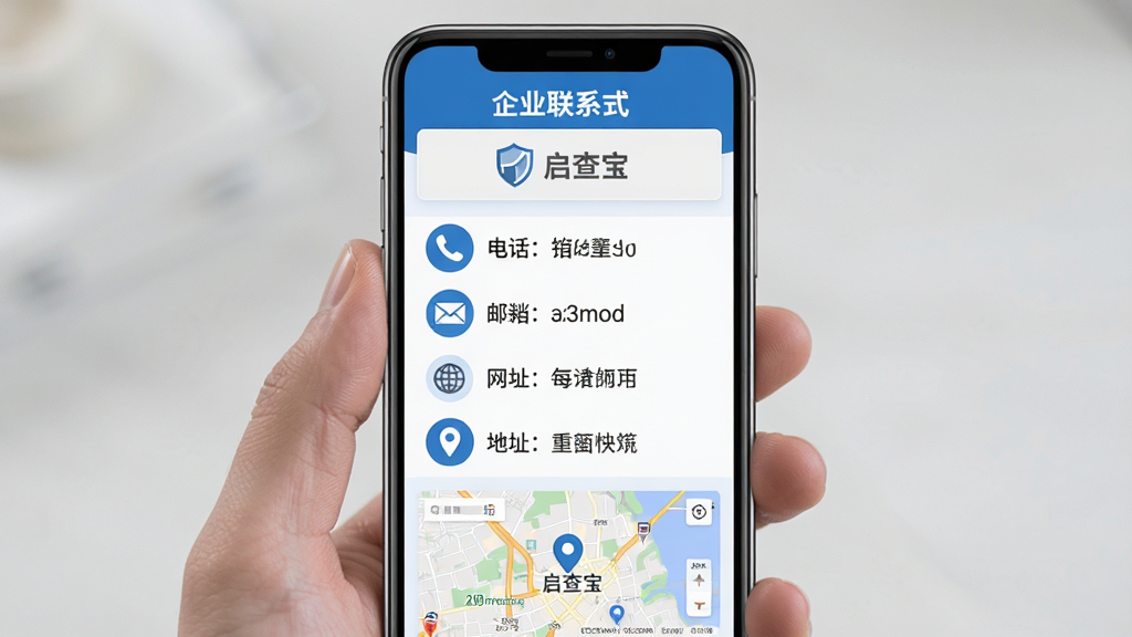 �ֻ�����չʾ�����鱦����ҵ��ϵ��ʽҳ�棬�Ϸ��ǹ�˾���ƺ�logoռλ�����м��г��绰ͼ�ꡢ����ͼ�ꡢ��ַͼ��͵�ַͼ�꣬ÿ��ͼ���Ҳ��ж�Ӧ��Ϣ���ײ��е�ͼ����ͼ��ʾ��˾λ�ñ�ǣ����岼����ˬ��������ɫ�����ʵ�ü�࣬��������