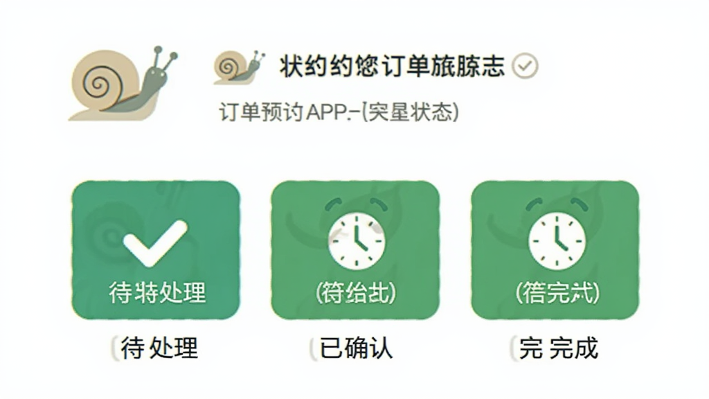 һ����Ϣͼ���Ĳ�ͼ����������ţԤ��APP�Ķ���״̬׷�ٽ��棬��ʾ����������ȷ�ϡ�����ɵ�״̬��ǩ�����жԹ���ʱ��ͼ�꣬����Ϊ��ɫ���Ű����룬����࣬���ʸɾ��޶���Ԫ��