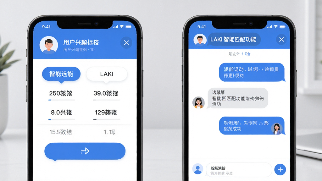 LAKI ����ƥ�书��չʾ������������û���Ȥ��ǩѡ����棬�Ҳ���ƥ��ɹ�������Ի����ڣ�������������ɫΪ����ͼ��Բ�����������������ɾ����࣬����ƽ��������ϸ��