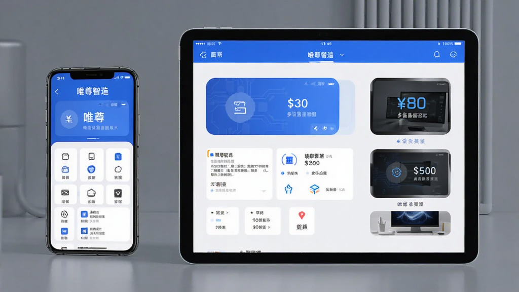 唯尊智造多设备适配展示,主体为手机和平板并排显示唯尊智造应用界面,布局左侧手机右侧平板,排版对称,风格现代科技,细节统一,画质干净无多余元素