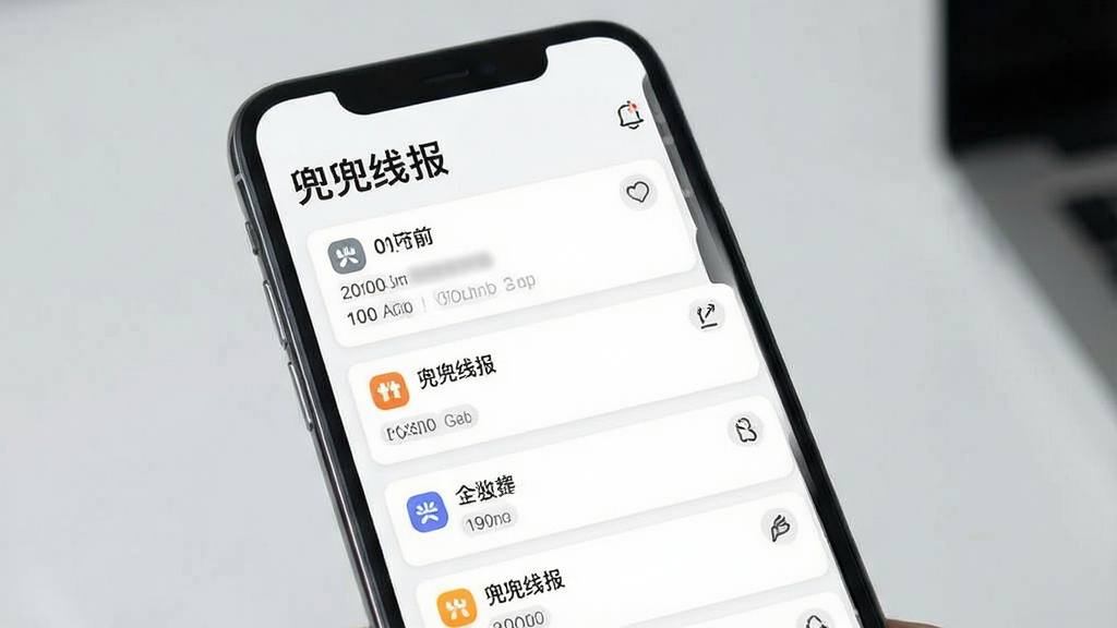 一张展示“兜兜线报”实时聚合功能的图片,主体为手机屏幕,屏幕内显示“兜兜线报”字样和瀑布流式线报卡片,卡片上有时间标签和分类图标,布局为上下滚动列表,排版紧凑,风格简约现代,细节清晰,画质干净,无多余元素。