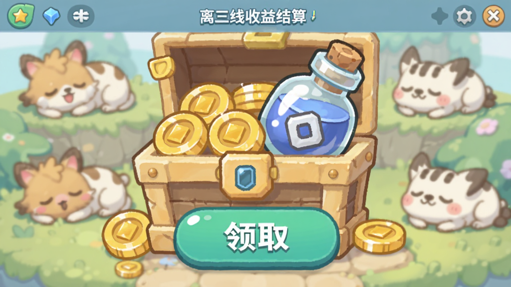 �����ǿڴ�������Ϸ�е��������������棬�����м���һ���޴�Ľ�Һ;���ƿ���䣬�Ű潫��ȡ��ť���������۵�λ�ã�������������е�Q�滭�磬ϸ����Ҫ�г����ڱ�����˯���Ŀɰ����飬����Ҫ��ɫ����͸ɾ��޶���Ԫ��