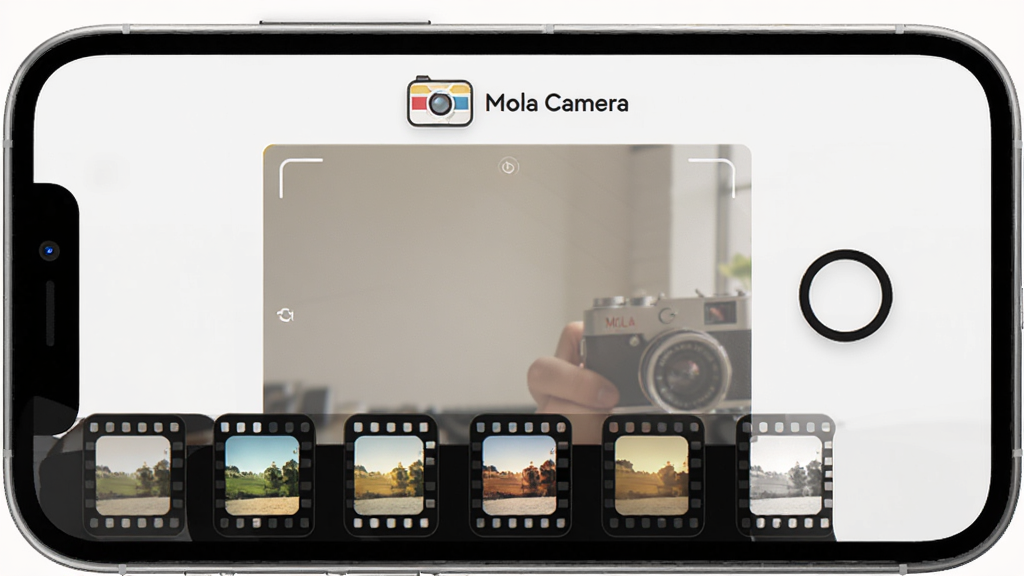 Mola���App��������չʾ������Ϊһ�������ֻ���Ļ����Ļ����ʾ���ȡ����͵ײ�һ�Ÿ��Ž�Ƭ�����˾�ͼ�꣬���ּ�࣬������Mola������ֱ�ʶ���Ű���ˬ�����Ϊ�ִ���ƽ����ƣ�ϸ�ڰ���Բ���ͼ�����͵Ĺ�Ӱ�����ʸɾ��������޶���Ԫ��
