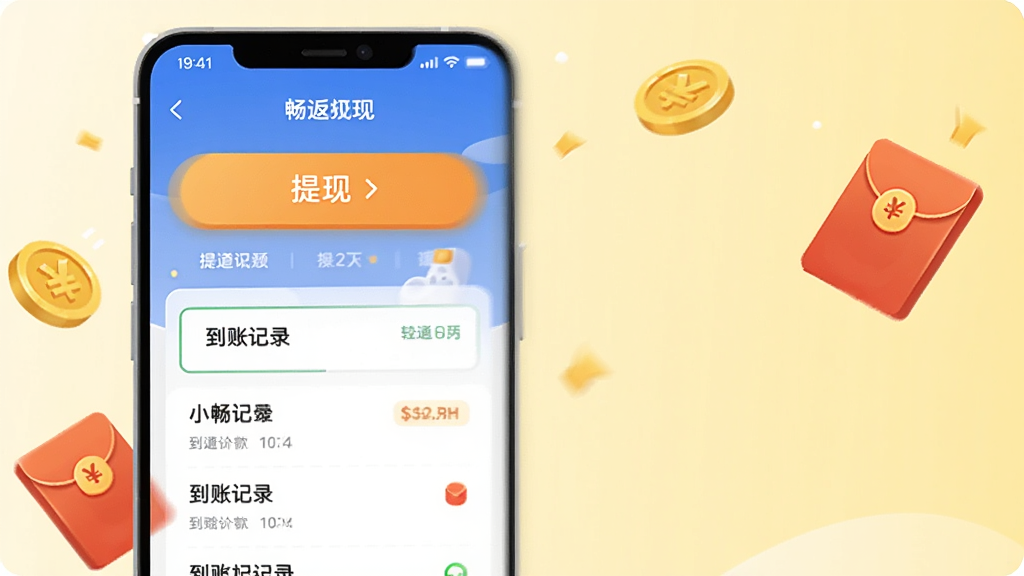 һ��չʾ����APP���ֹ��ܵĽ����ͼ���廭��������һ���ֻ�����Ļ��ʾ����ҳ�棬��������Ŀ�����ְ�ť�͵��˼�¼�б����ֻ��Ա�Ư���Ž�Һͺ��ͼ�꣬����Ϊǳ��ɫ���䣬��������죬���ʸɾ�������