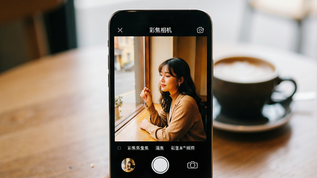 һ��չʾ�ʽ����App����ȫò��ͼƬ���������ֻ���Ļ����Ļ����ʾ�ʽ���������ս��棬��������һ��Ů���ڿ��ȹݵĴ��ߣ�ɫ����ů����Ƭ��ʮ�㡣�������ֻ����У��������黯������Ϳ��ȱ����Ű��࣬������������յ�App����ͼ��ϸ�����ֻ���Ļ��Ҫ�С��ʽ�����������ֱ�ʶ�����水ť�����ɼ��������������ɾ����޶���Ԫ�ء�