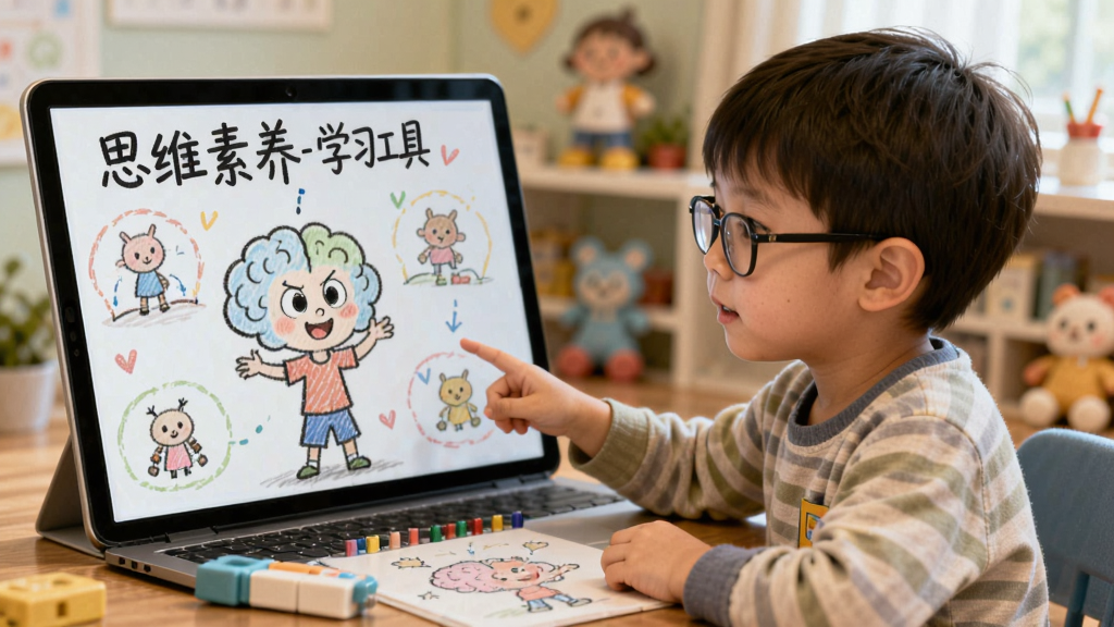 小盒素养-少儿素养学习工具 思维训练模块 孩子思考解题配图