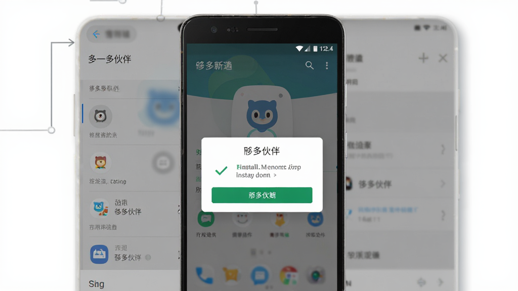һ��չʾ�ڰ�׿�ֻ��ϰ�װ���߶߻�顱App��ʾ��ͼ���������ֻ���Ļ��ʾ��װȷ�ϵ������������ֻ����ý��棬���дʵ�������������޶���Ԫ�ء�
