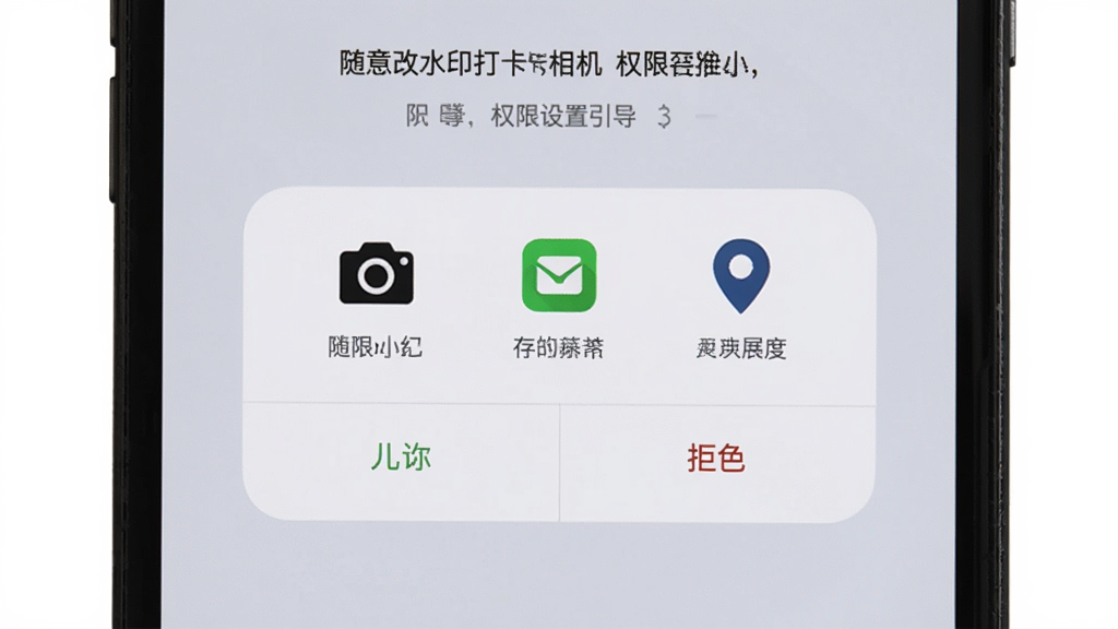�����ˮӡ����� Ȩ�������������棬�ֻ���Ļ��ʾȨ�����󵯴�������������洢����λ����ͼ�꣬�Ա��������;ܾ���ť�����������ˣ�ǳɫ���������ʸɾ���UI���չʾͼ