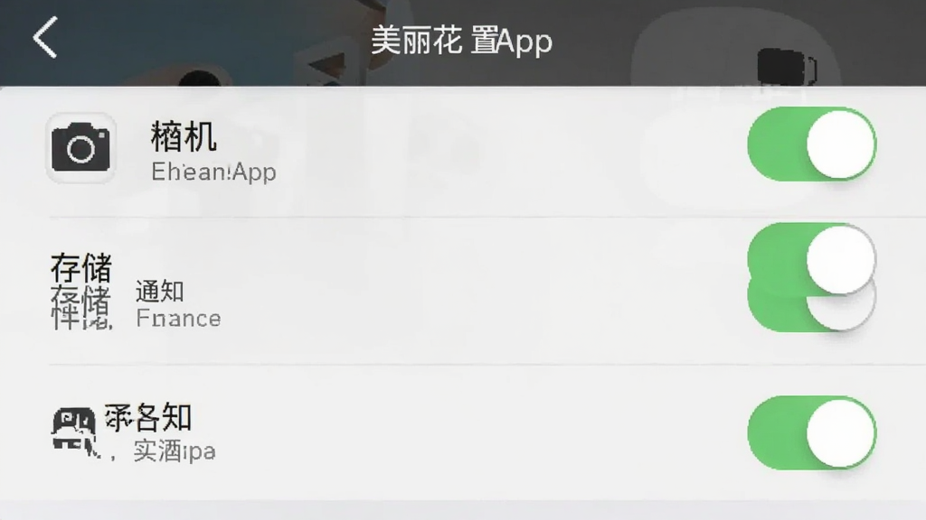 ������App���ֻ��ϵ�Ȩ�����ý����ͼ����ʾ������洢��֪ͨ��Ȩ�޿��أ��������࣬��������˵�����֣����������ɾ�