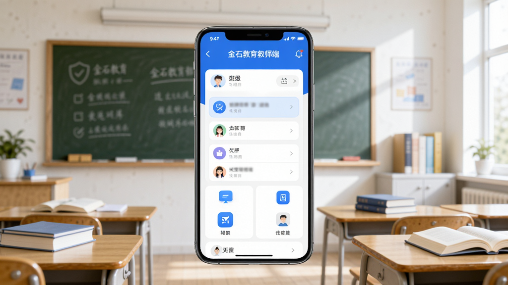 ��������ȫòչʾͼ�����������ǡ���ʯ������ʦ�ˡ�APP�����棬����Ϊ�����Ľ��ҳ����������ڰ塢�������鱾Ԫ�أ���������ʾ�༶�б��͹���ͼ�꣬ɫ��������Ϊ����������ִ���ϸ�ڸɾ��������������޶���Ԫ��