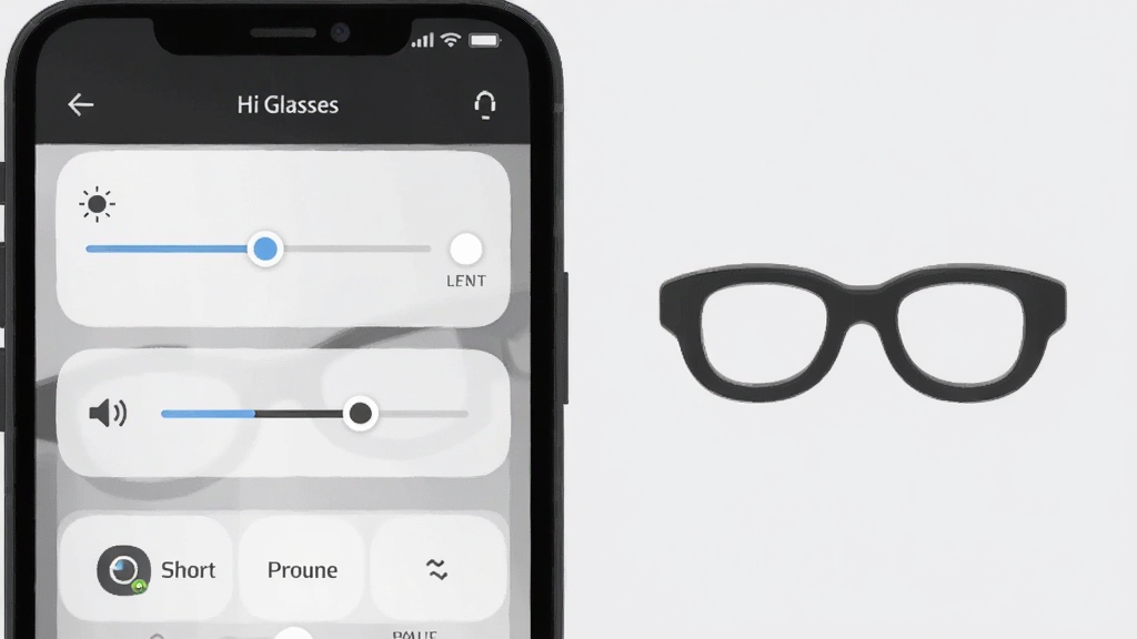 һ��չʾHi Glasses���Ի����ý���ĳ���ͼ���ֻ���Ļ��ʾ���ȵ��ڻ��顢���������������ѡ��Ա��������۾�ͼ�꣬������ǳ��ɫ��������ƽ��ϸ�����������ʸɾ��޶���Ԫ��