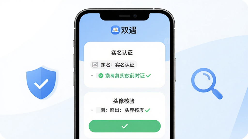 ˫��App����ʵ�û���˽���չʾ��������һ���ֻ���ʾ�š�ʵ����֤���͡�ͷ����顱ҳ�棬�������Ĳ�����ʾ����ɫ�Թ���ʶ���Ա��ж��ƺͷŴ󾵵�ͼ��������ȫ��ˣ������Ǹɾ��İ�ɫ��ǳ��ɫ�������רҵ�������������޶���Ԫ�أ��ֻ��Ϸ��С�˫����Logo��