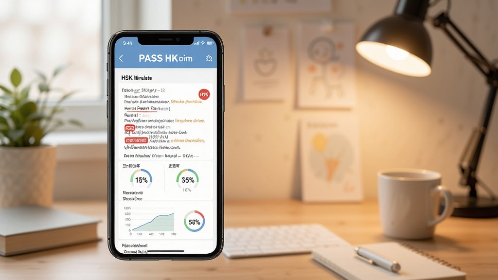 һ��չʾPASS HSKģ�⿼�Խ����ͼƬ���������ֻ���Ļ����Ļ����ʾһ��HSKģ���Ծ��Ĵ��⿨�ͷ���ͳ��ͼ������������ܰ��ѧϰ���䣬�����������Ű����࣬����Լ�����磬ϸ�ڰ������������ȷ�ʰٷֱȣ����ʸ��壬�ɾ����޶���Ԫ��