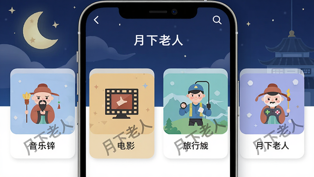 һ�š��������ˡ�App�ڲ���ȤȦ��ҳ���AI��ͼ������չʾ���֡���Ӱ�����С���Ϸ�ĸ�Ȧ�ӿ�Ƭ�������У���Ƭ���ж�Ӧͼ��͡��������ˡ�ˮӡ������Ϊ�ֻ���Ļ���棬����ƽ���£�ϸ�ھ��£����ʸɾ��޶���Ԫ��