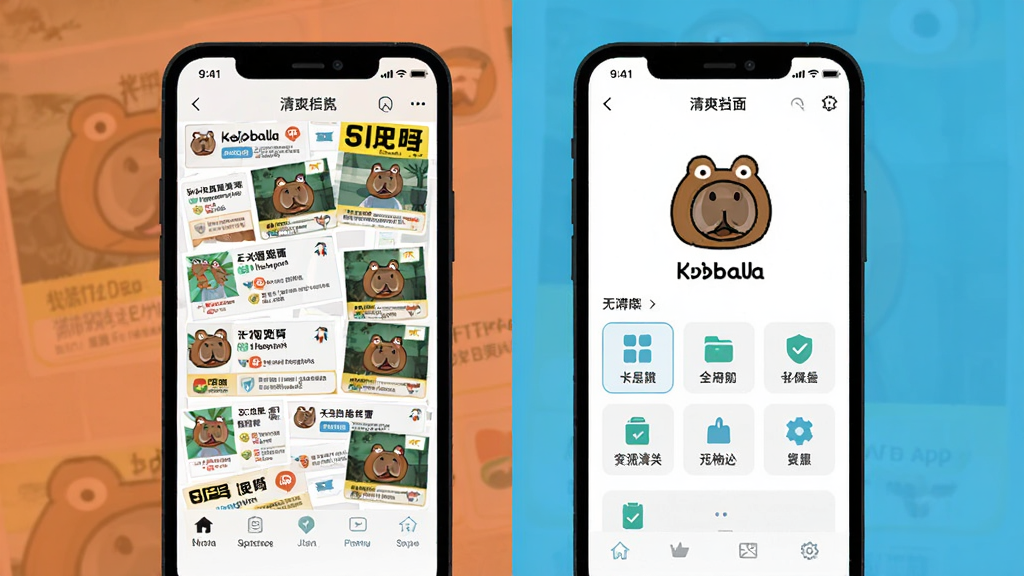 һ��չʾ��Ƥ����App�޹����ˬ����ĶԱ�ͼ���������ֻ���Ļ�������������ʾ���ҵĹ����棬�Ҳ���ʾ��Ƥ����App�ɾ��������ҳ���Ű�������ҶԱ���ʽ�����Ϊ��ƽ����Ϣͼ��ϸ�����Ҳ�����п�Ƥ����Logo�������Ĺ�����ڣ������������޶���Ԫ��