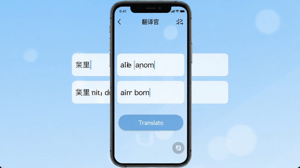 一张手机应用界面截图,展示英汉翻译官App的主界面,屏幕中央有中英文输入框,下方是翻译按钮,背景是浅蓝色渐变,界面干净整洁无广告,画质清晰,无多余元素