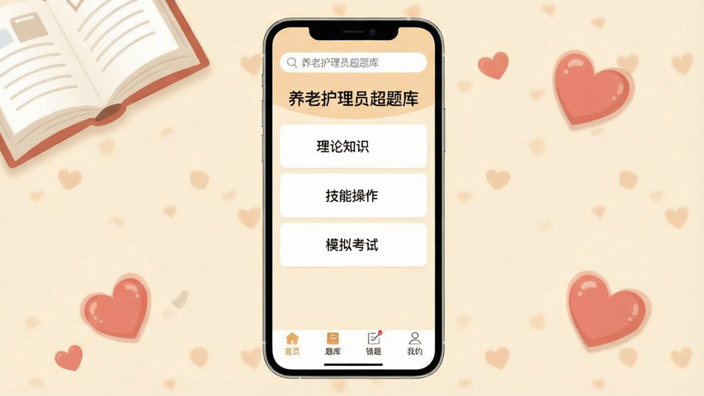 һ���ֻ���Ļչʾ�����ϻ���Ա����⡱APP�������ͼƬ�����涥����ʾ������͡����ϻ���Ա����⡱�������м��������࿨Ƭ�硰����֪ʶ�������ܲ�������ģ�⿼�ԡ����ײ��ǡ���ҳ������⡱�����⡱���ҵġ��ĸ�������ť����������ů���װ�ɫ������������ˬ���ֻ���Χ�е������鱾�Ͱ���װ��Ԫ�أ����ʸɾ����޶���Ԫ��