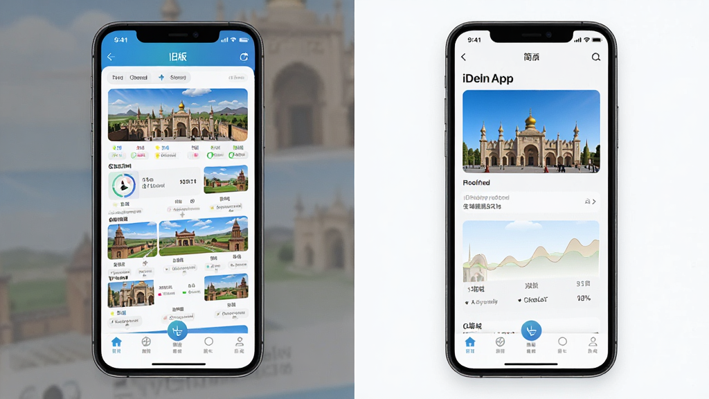 ��ͼ��ʾ�ʣ�һ��i����App�°汾����ĶԱ�չʾͼ����������Ϊ�����ֻ����ţ������ʾ�ɰ渴�ӽ��棬�Ҳ���ʾ�°�����棬����Ϊ���ҶԱȣ��Ű�ֱ�ۣ����Ϊ�Ƽ��жԱ�ͼ��ϸ���ϵײ�������ͼ�����������ʸ��壬�ɾ����޶���Ԫ��
