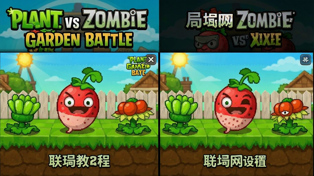 植物大战僵尸双人版宅宅萝卜(Plant Vs Zombie Garden Battle) 联机教程 双人同屏 局域网设置 游戏界面