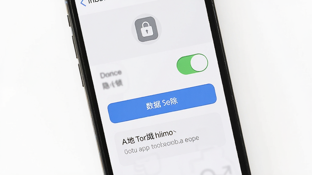 一心理App隐私设置界面,手机屏幕显示应用锁开关、数据清除按钮和本地存储说明,界面简洁,以白色和浅灰色为主,文字清晰易读,带有锁形图标,整体风格安全可靠,画质干净无多余装饰