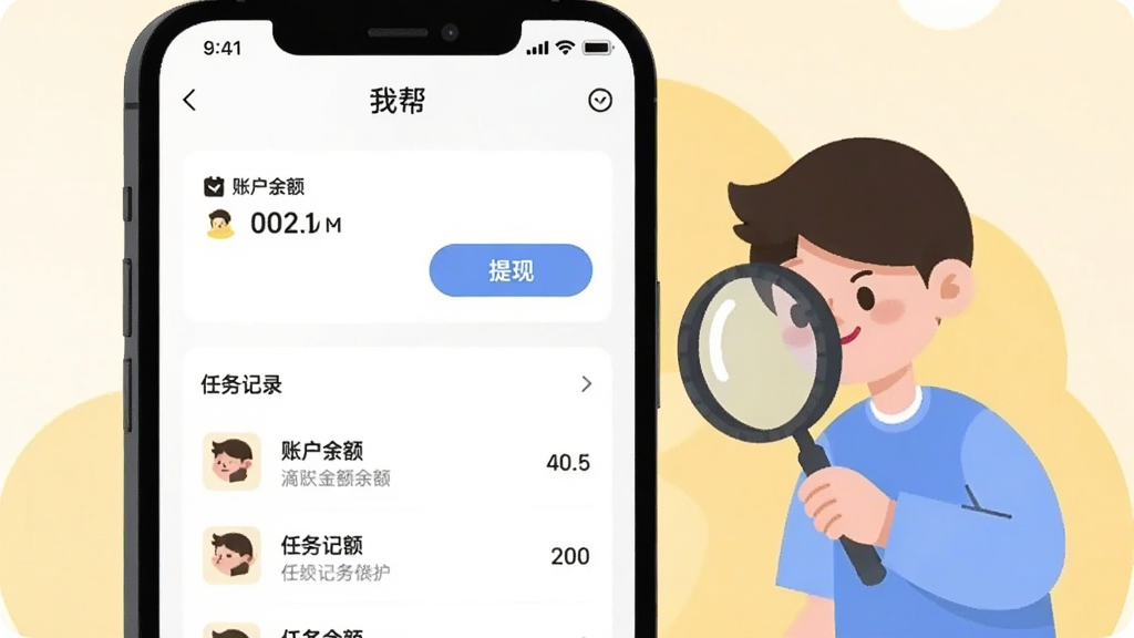 �ֻ���Ļ����ʾ���ΰAPP�ġ��ҵġ�ҳ�棬���˻������ְ�ť�������¼�б����Ա���һ����ͨ�������ŷŴ���ϸ�鿴����������͵Ļ�ɫ������ƽ�廭��񣬲������������ʸɾ����޶���Ԫ��