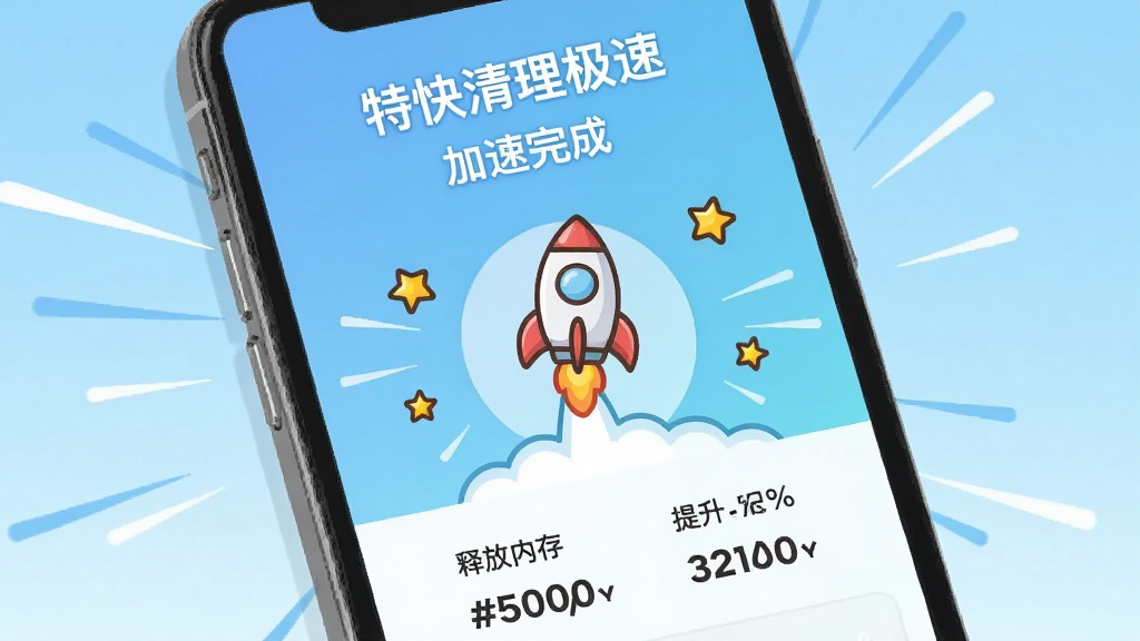һ���ֻ���Ļ�廭�������С��ؿ��������١�App��ʾ��������ɡ�����ʾ����Ļ������һ��������յĿ�ͨͼ�꣬�·���ʾ�ͷŵ��ڴ��С�������İٷֱȣ���Χ�����Ǻ��ٶ���װ�Σ�����Ϊǳ��ɫ���䣬�����������죬���ʸɾ����޶���Ԫ��
